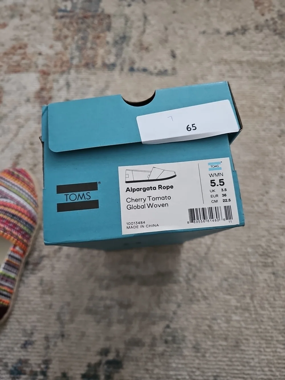 Tom's Alpargata‎ Slip On Cherry Tomato Global Woven Size 5.5 W